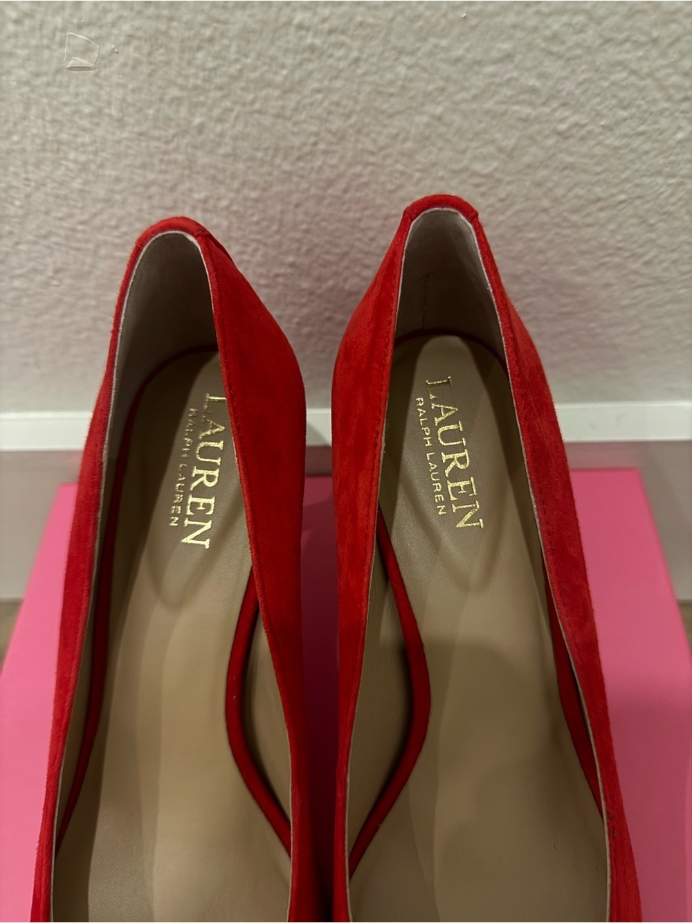 Lauren Ralph Lauren Red Suede Pointed-Toe Pumps - Size 7 - Picture 2 of 5